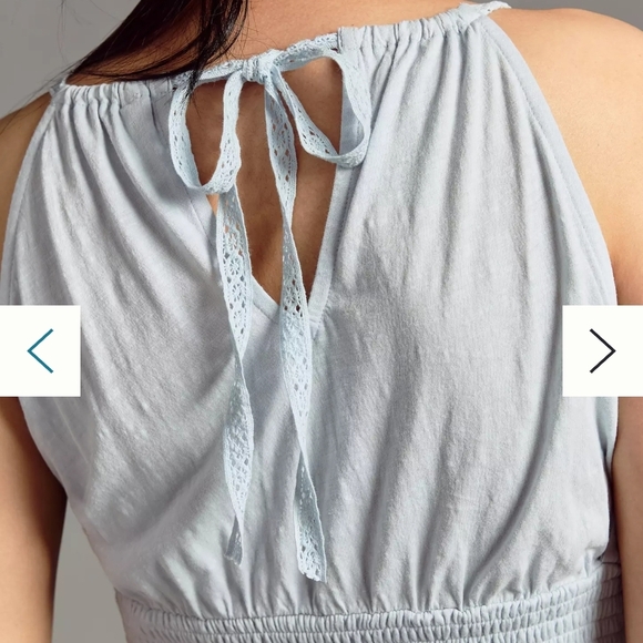 Anthropology Light Blue Assymetrical Boho V-neck Sleeveless Top - Picture 4 of 7